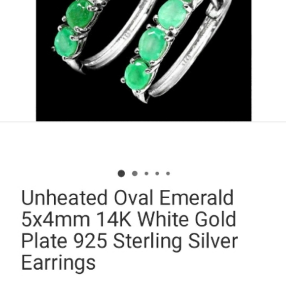 Genuine Emerald Hoop Earrings Y5 - Picture 4 of 4